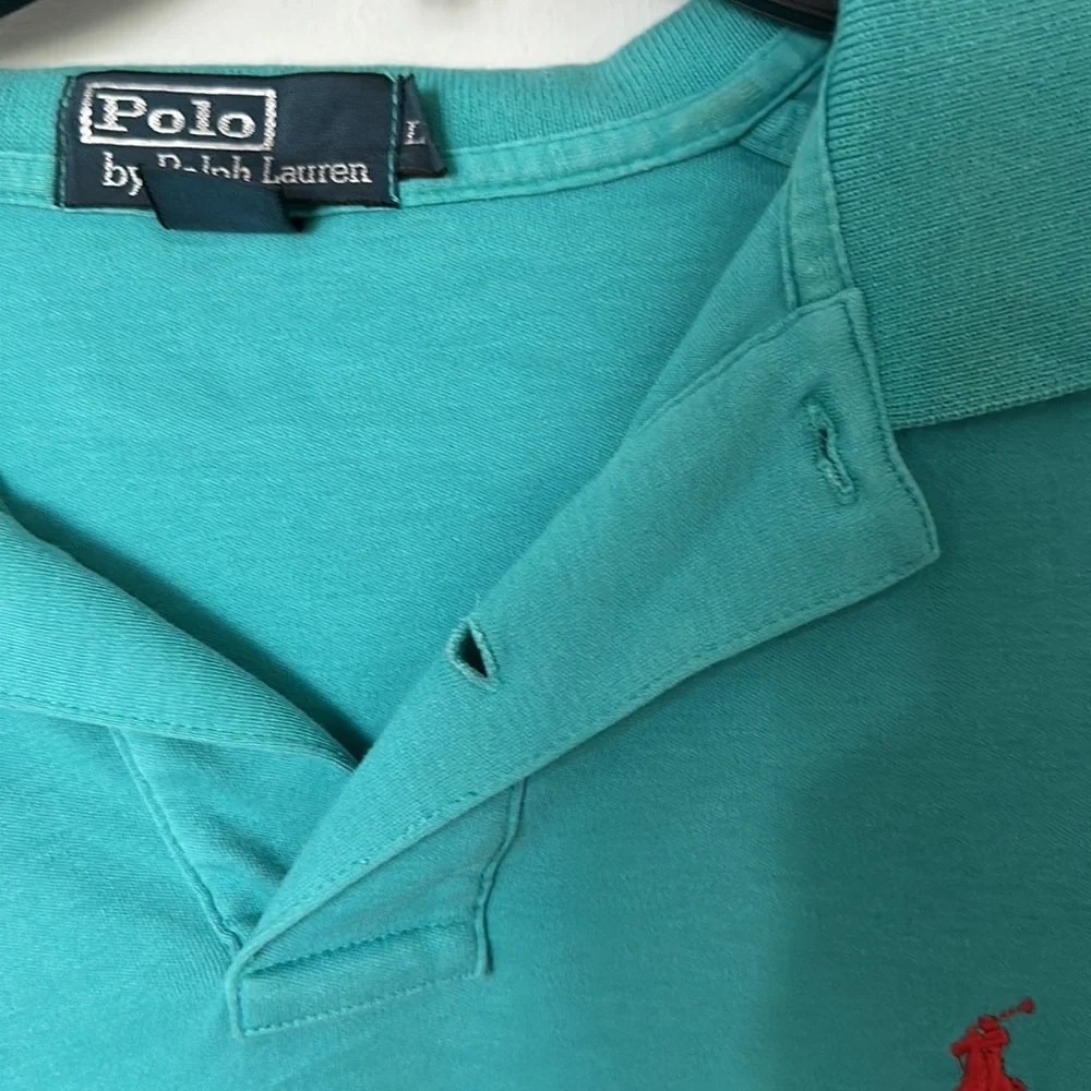 Men’s Ralph Lauren Polo shirt size Large teal blue with reddish orange horse